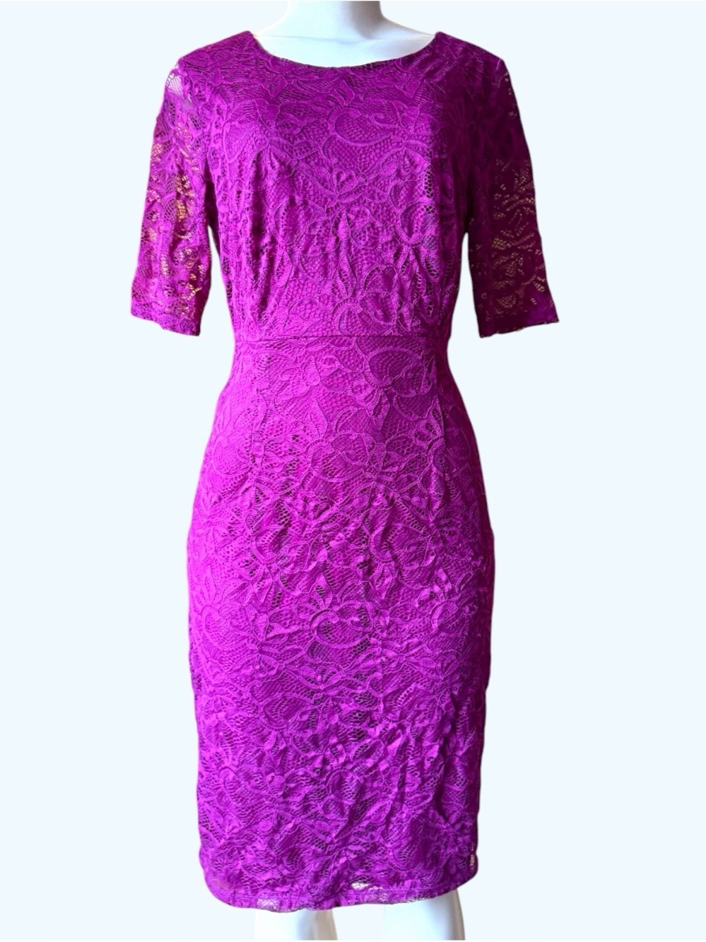 Full Lace Size 10 Fuchsia Sheath Dress for Wedding Guests cocktail party